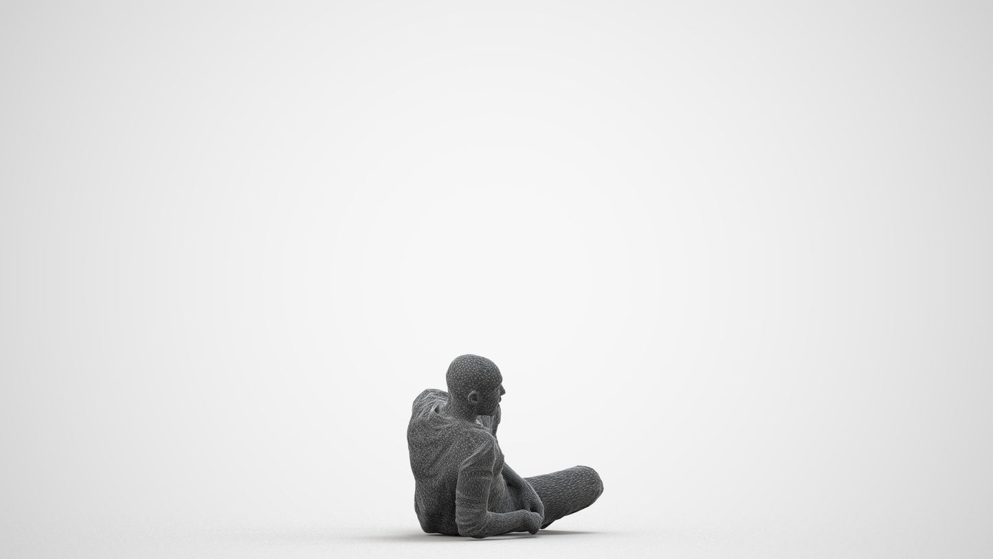 realistic 3D human man bathroom, archviz people FBX OBJ for Blender, wireframe side view