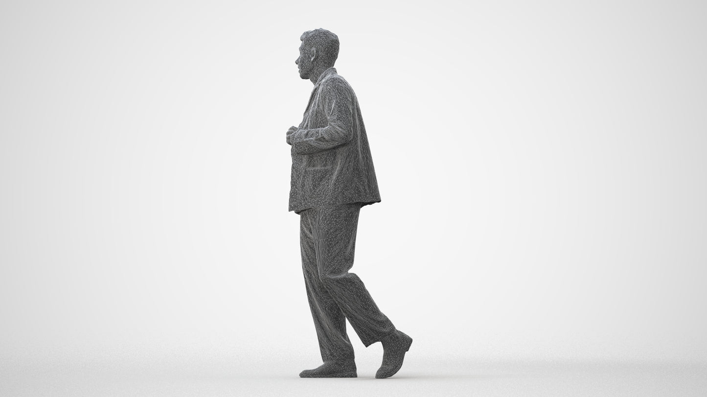 photogrammetry 3D man casual walking, realistic human model archviz FBX, square thumbnail