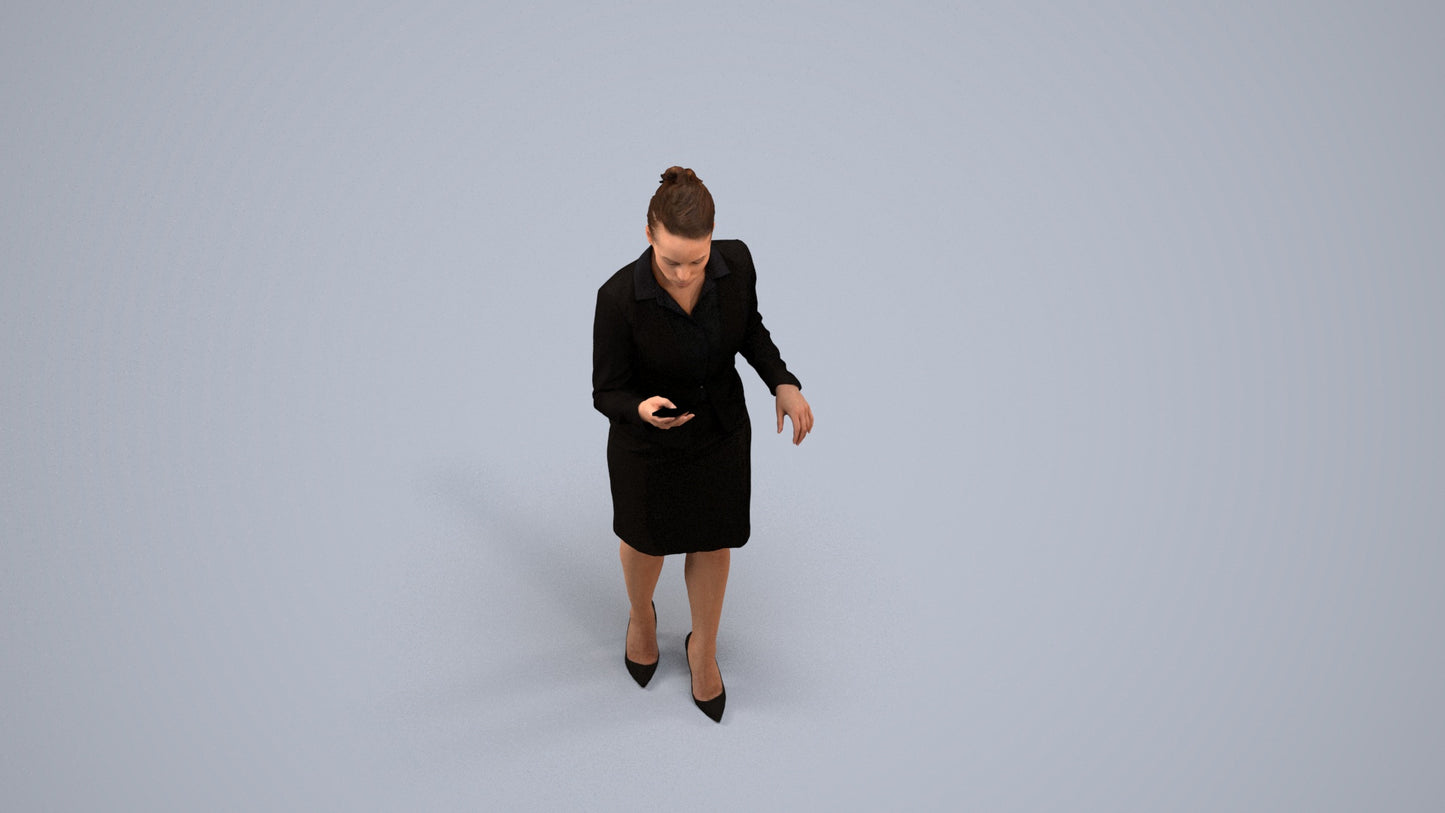 realistic 3D people woman business standing, render-ready for V-Ray and Corona, FBX OBJ, back view render