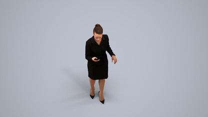 realistic 3D people woman business standing, render-ready for V-Ray and Corona, FBX OBJ, back view render