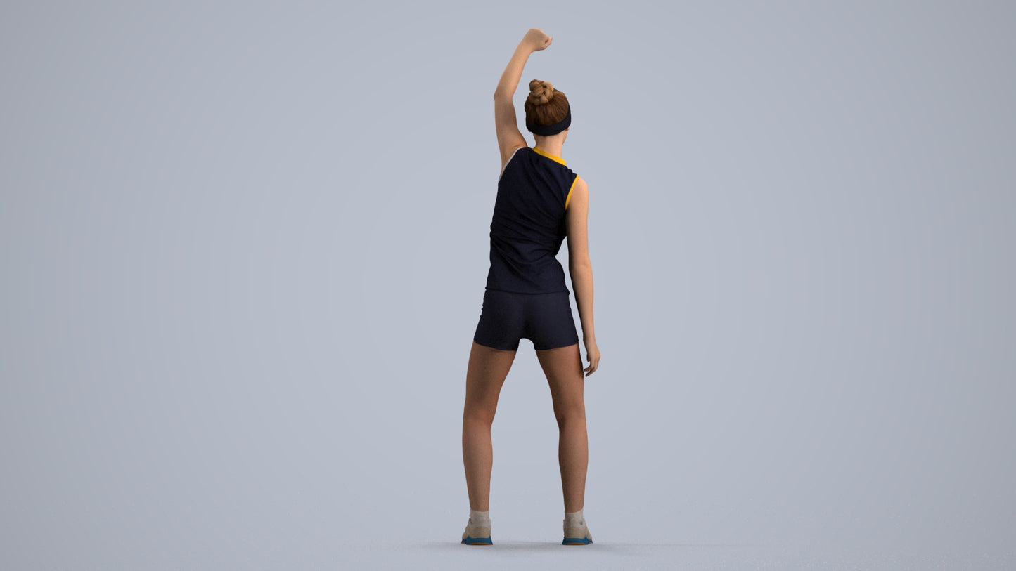 realistic 3D human girl sport, archviz people FBX OBJ for Blender, front view render
