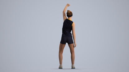 realistic 3D human girl sport, archviz people FBX OBJ for Blender, front view render