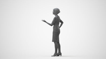 realistic 3D human woman business standing, archviz people FBX OBJ for Blender, square thumbnail