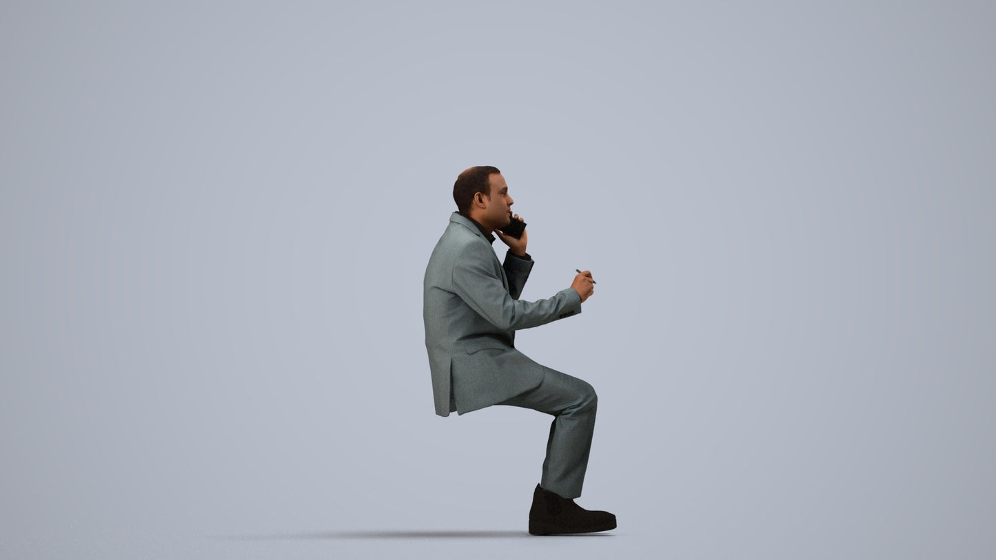 photogrammetry 3D man business shopping, realistic human model archviz FBX, side view render