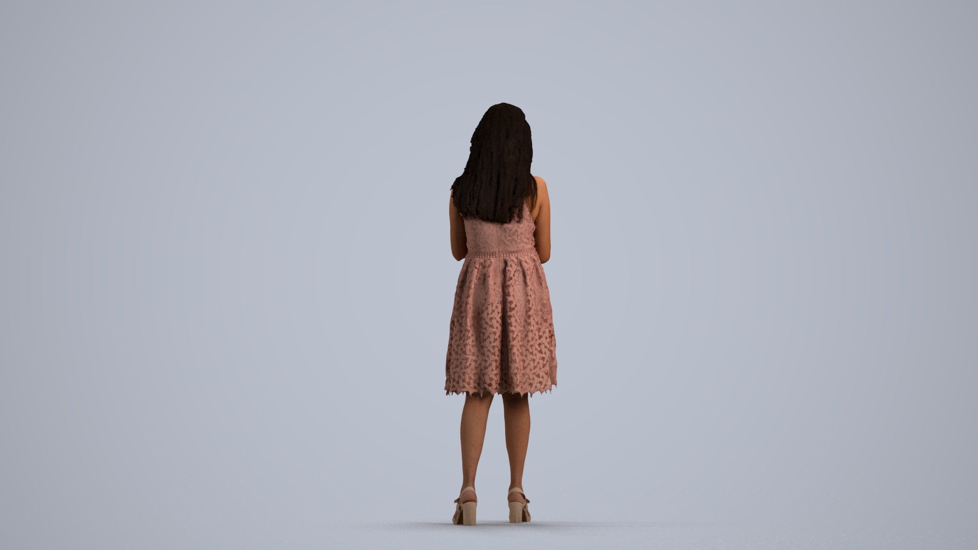 3D people model woman formal standing, scanned human for 3ds Max rendering, front view render
