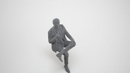 3D people model man business, scanned human for 3ds Max rendering, wireframe three-quarter view