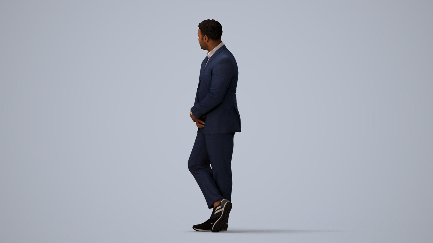 realistic 3D man business, scanned archviz people for Blender and 3ds Max, three-quarter view render