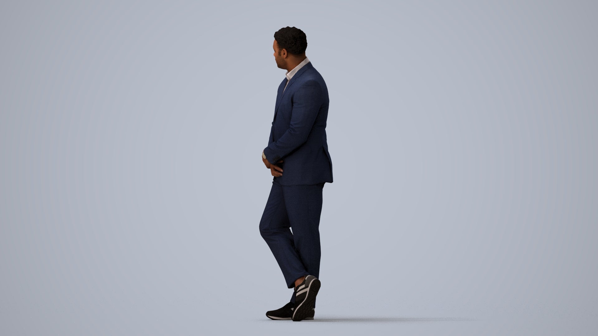 realistic 3D man business, scanned archviz people for Blender and 3ds Max, three-quarter view render