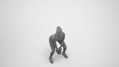 realistic 3D human woman sport, archviz people FBX OBJ for Blender, wireframe three-quarter view
