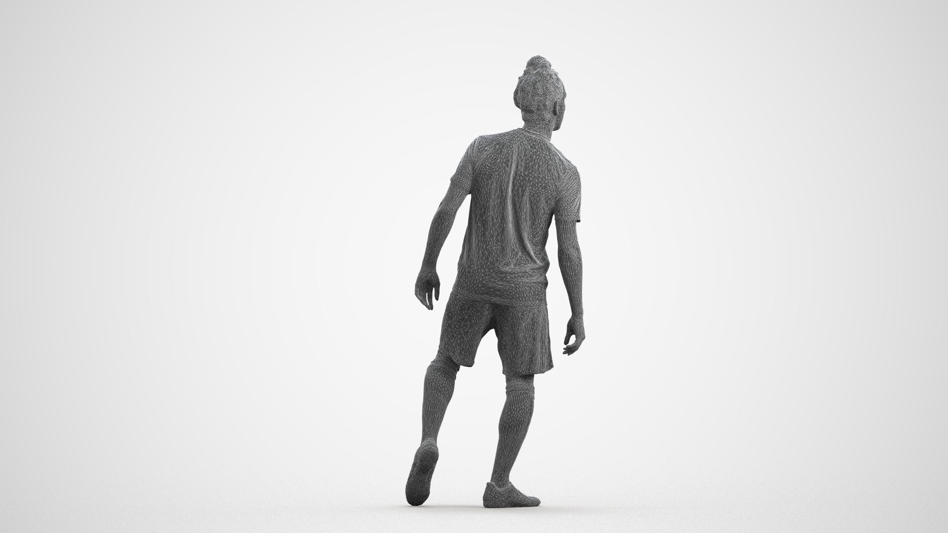 realistic 3D human man sport, archviz people FBX OBJ for Blender, wireframe front view
