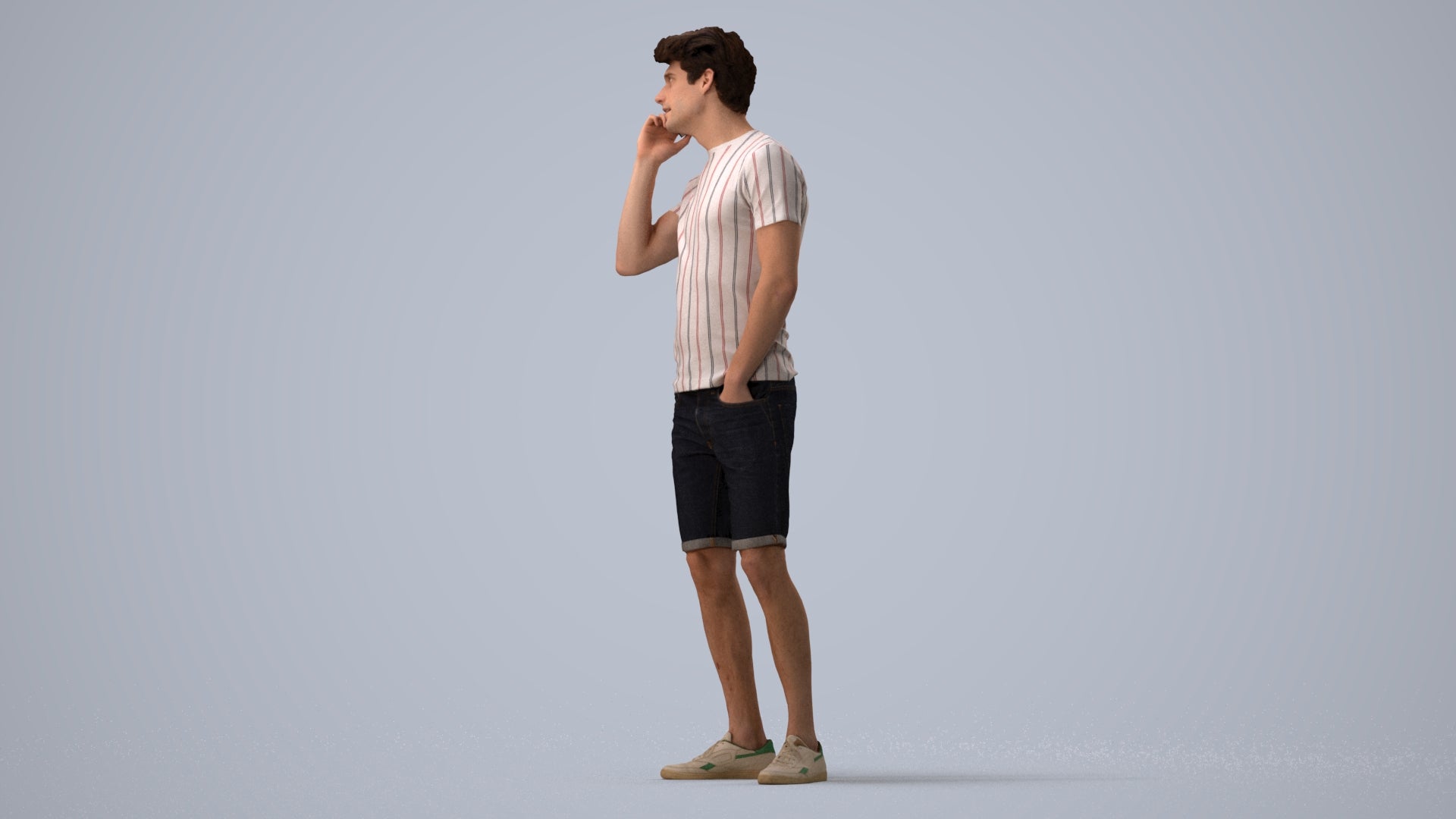 scanned 3D man casual standing, photogrammetry people for Enscape and V-Ray, three-quarter view render