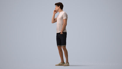 scanned 3D man casual standing, photogrammetry people for Enscape and V-Ray, three-quarter view render