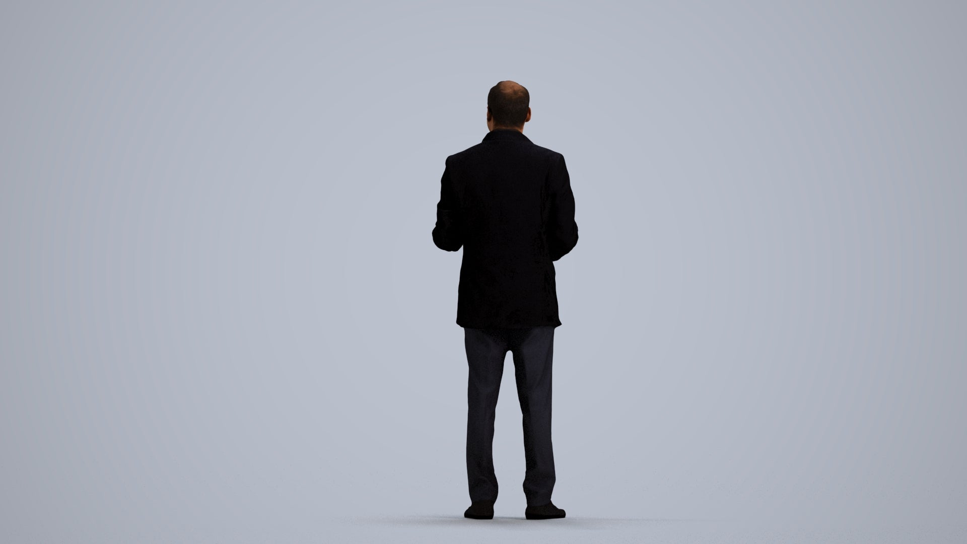 3D scanned man standing formal, photorealistic archviz people for Enscape and SketchUp, front view render