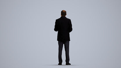 3D scanned man standing formal, photorealistic archviz people for Enscape and SketchUp, front view render
