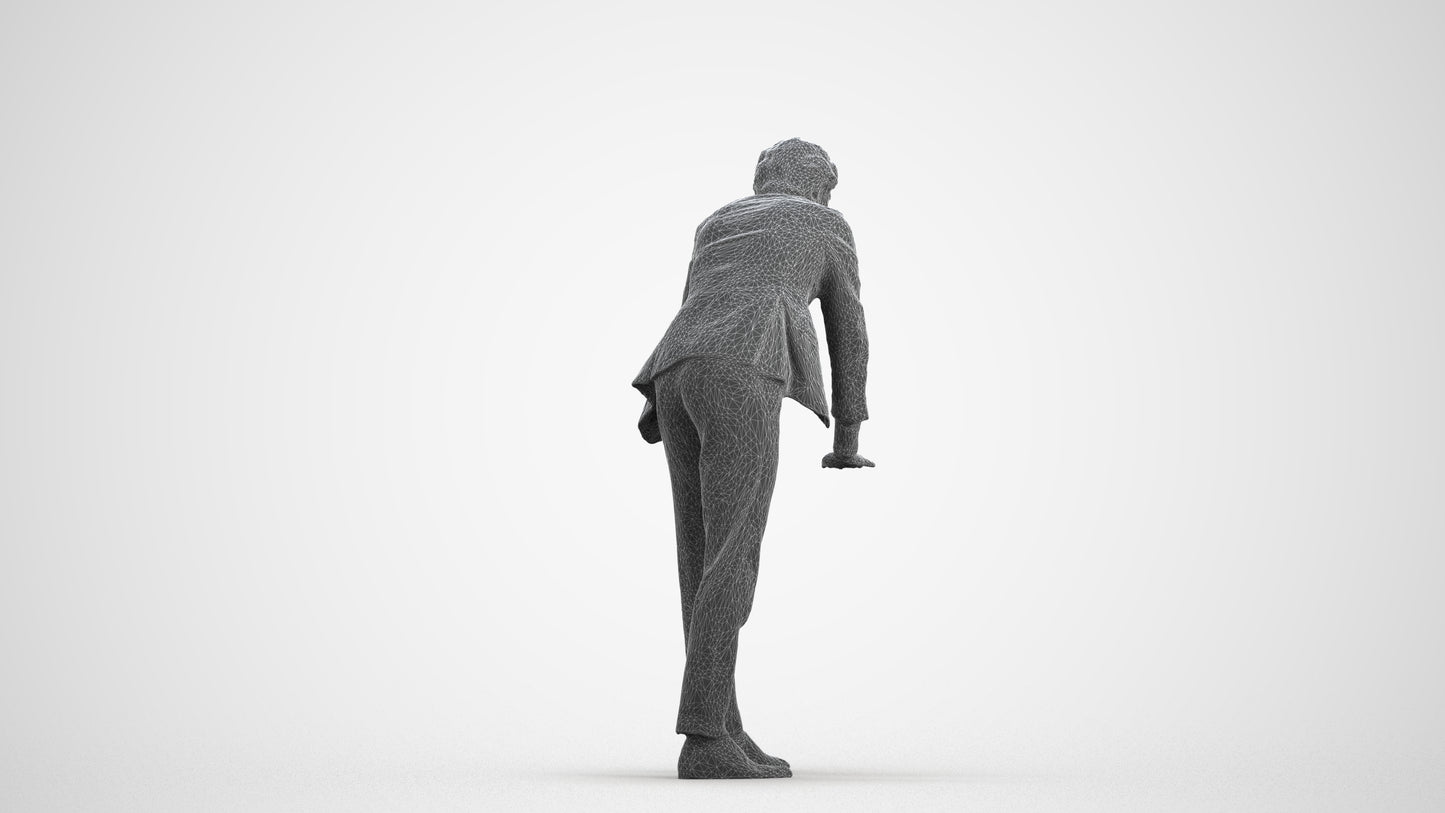 realistic 3D man business, scanned archviz people for Blender and 3ds Max, wireframe front view
