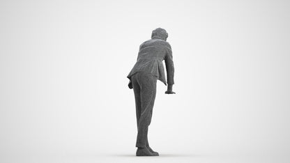 realistic 3D man business, scanned archviz people for Blender and 3ds Max, wireframe front view