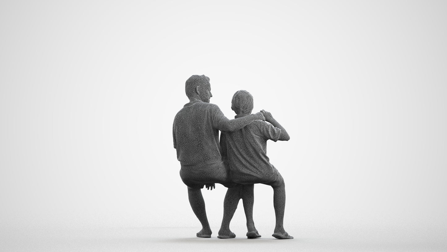 photogrammetry 3D boy kids, realistic human model archviz FBX, wireframe front view