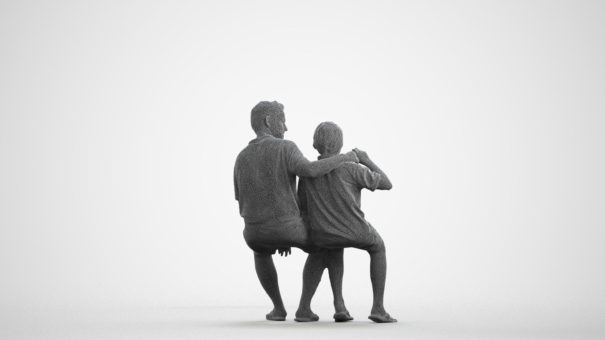 photogrammetry 3D boy kids, realistic human model archviz FBX, wireframe front view