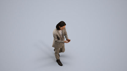 photogrammetry 3D woman business standing, realistic human model archviz FBX, back view render
