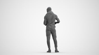 realistic 3D people man casual sport, render-ready for V-Ray and Corona, FBX OBJ, wireframe front view
