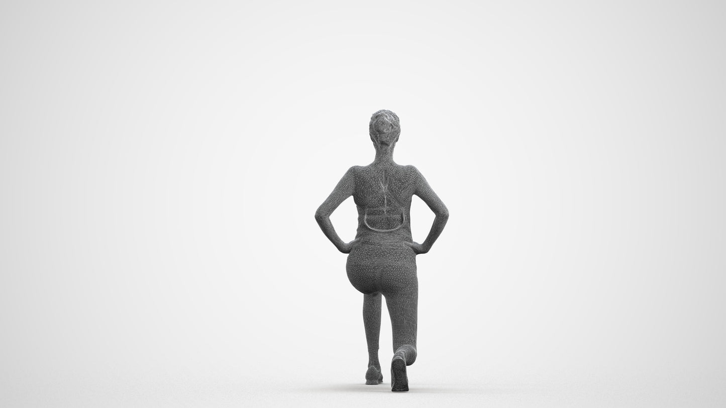 realistic 3D people woman sport, render-ready for V-Ray and Corona, FBX OBJ, wireframe front view