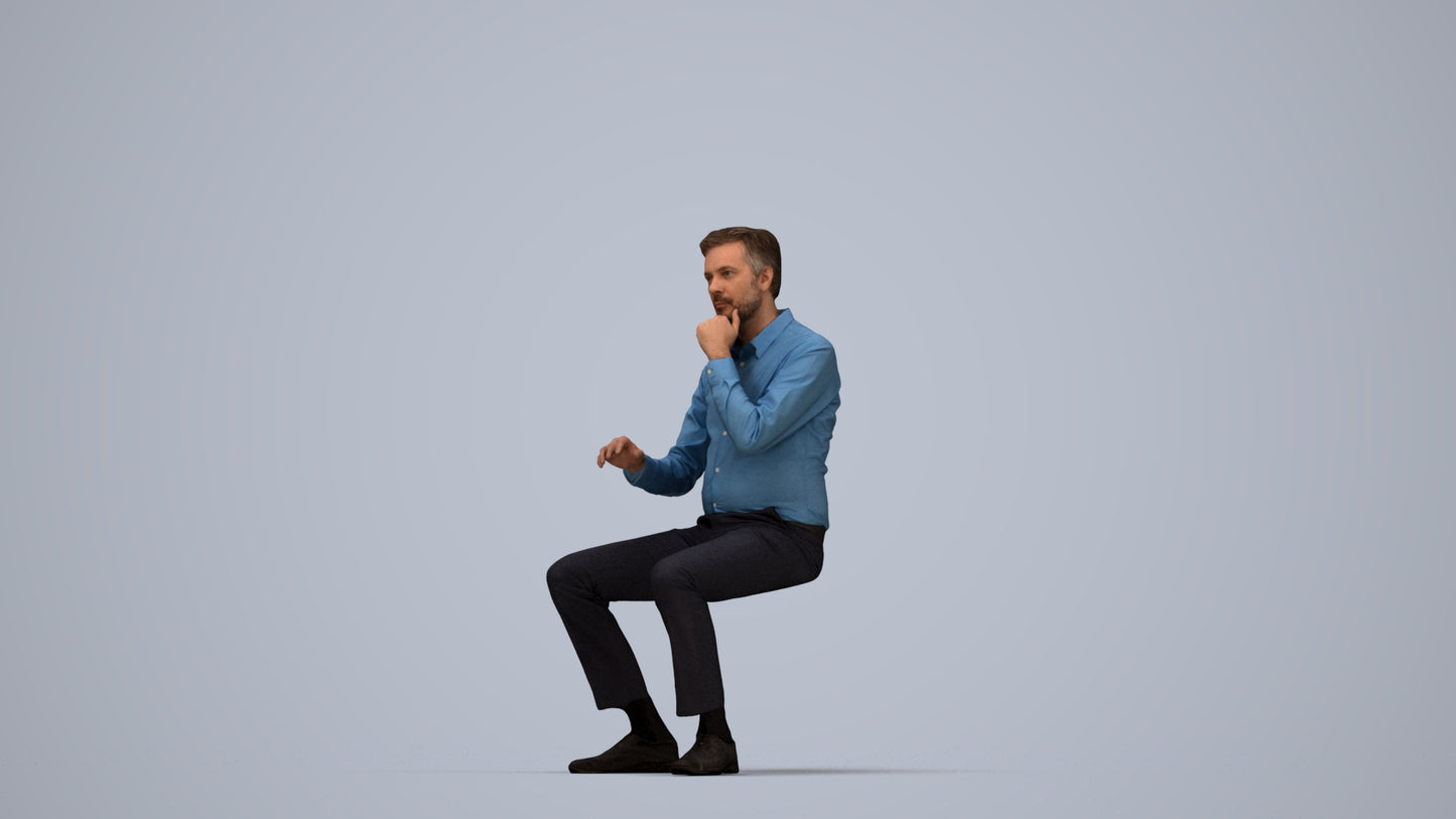 photogrammetry 3D man business, realistic human model archviz FBX, top-down view render