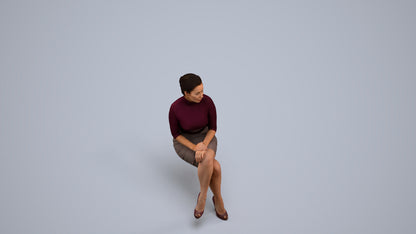 realistic 3D human woman business, archviz people FBX OBJ for Blender, back view render