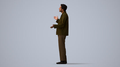 realistic 3D man casual standing, scanned archviz people for Blender and 3ds Max, three-quarter view render