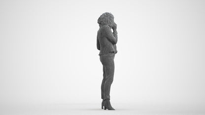 scanned 3D woman business standing, photogrammetry people for Enscape and V-Ray, wireframe front view