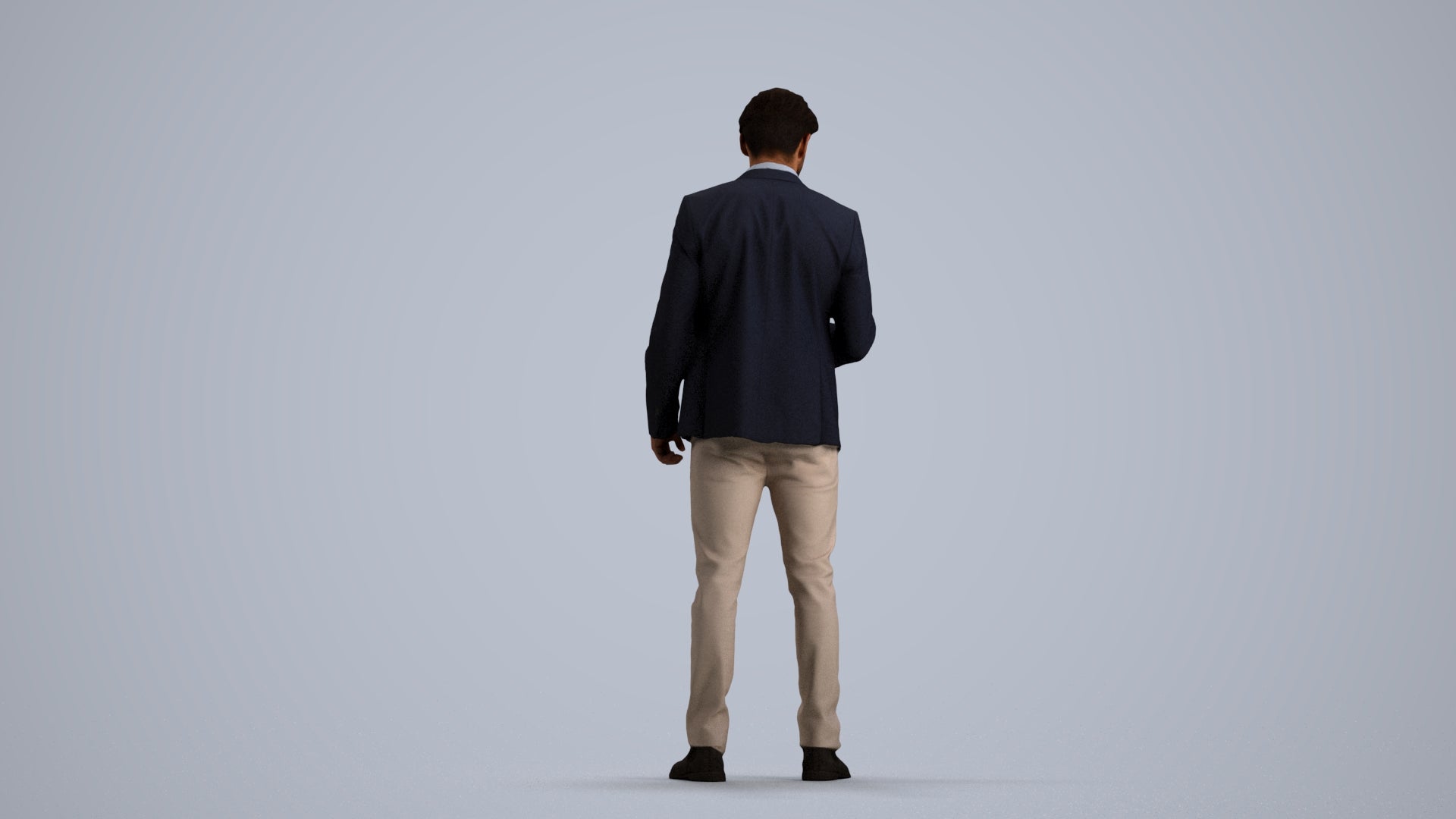 realistic 3D human man business, archviz people FBX OBJ for Blender, front view render