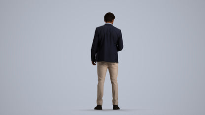 realistic 3D human man business, archviz people FBX OBJ for Blender, front view render