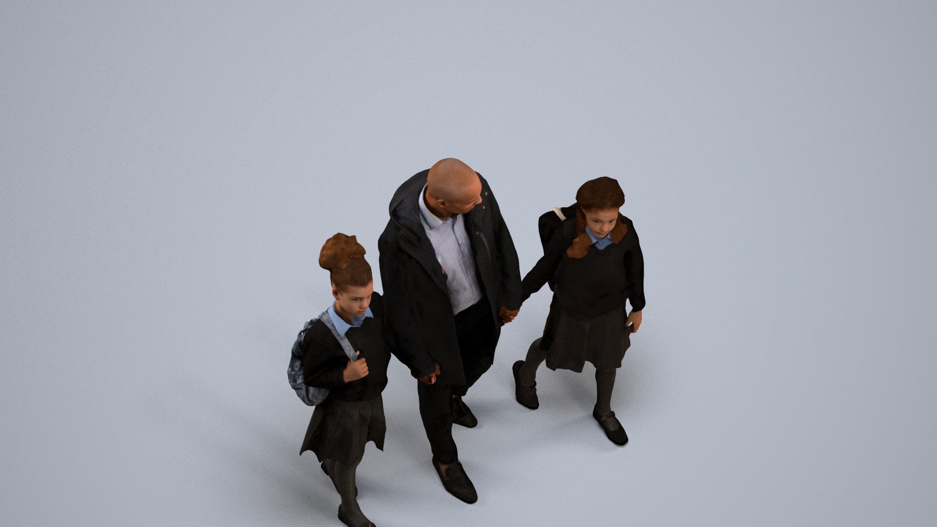 photogrammetry 3D girl kids, realistic human model archviz FBX, back view render