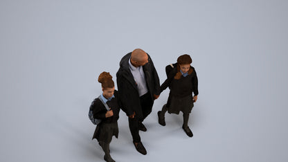 photogrammetry 3D girl kids, realistic human model archviz FBX, back view render