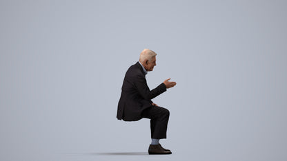 3D scanned senior man business, photorealistic archviz people for Enscape and SketchUp, side view render