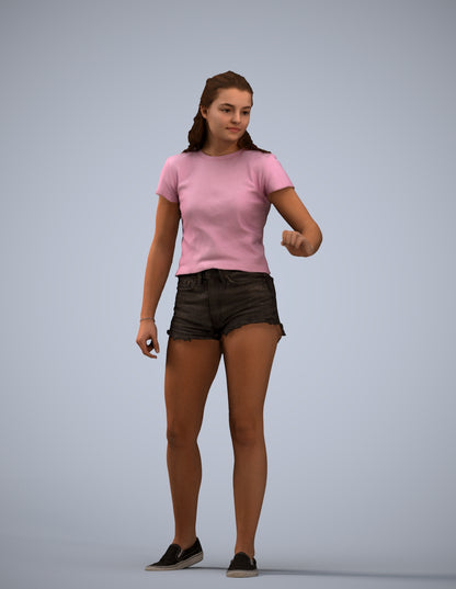 photogrammetry 3D girl casual door, realistic human model archviz FBX