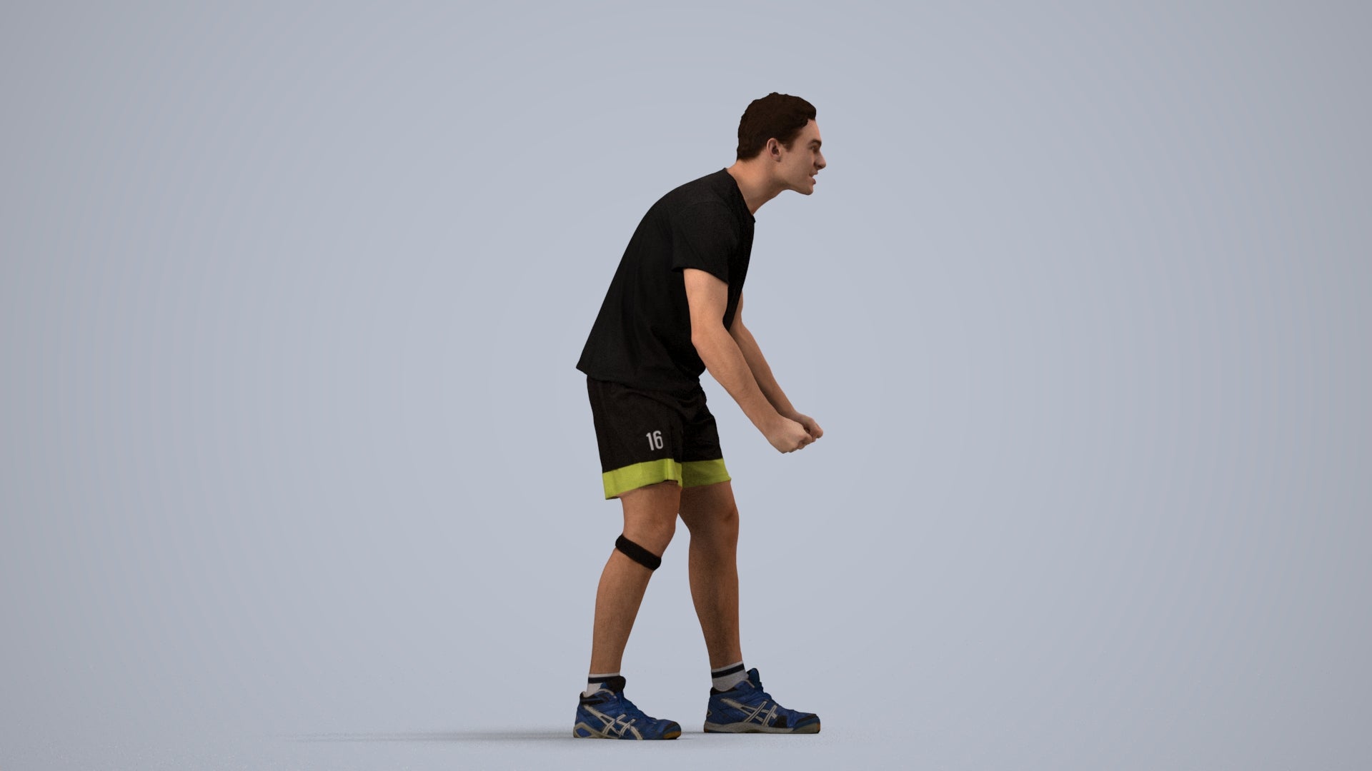 3D people model man sport, scanned human for 3ds Max rendering, side view render