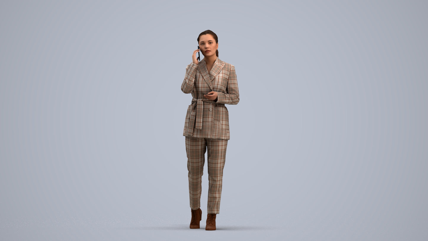 3D scanned woman business, photorealistic archviz people for Enscape and SketchUp, standing pose render