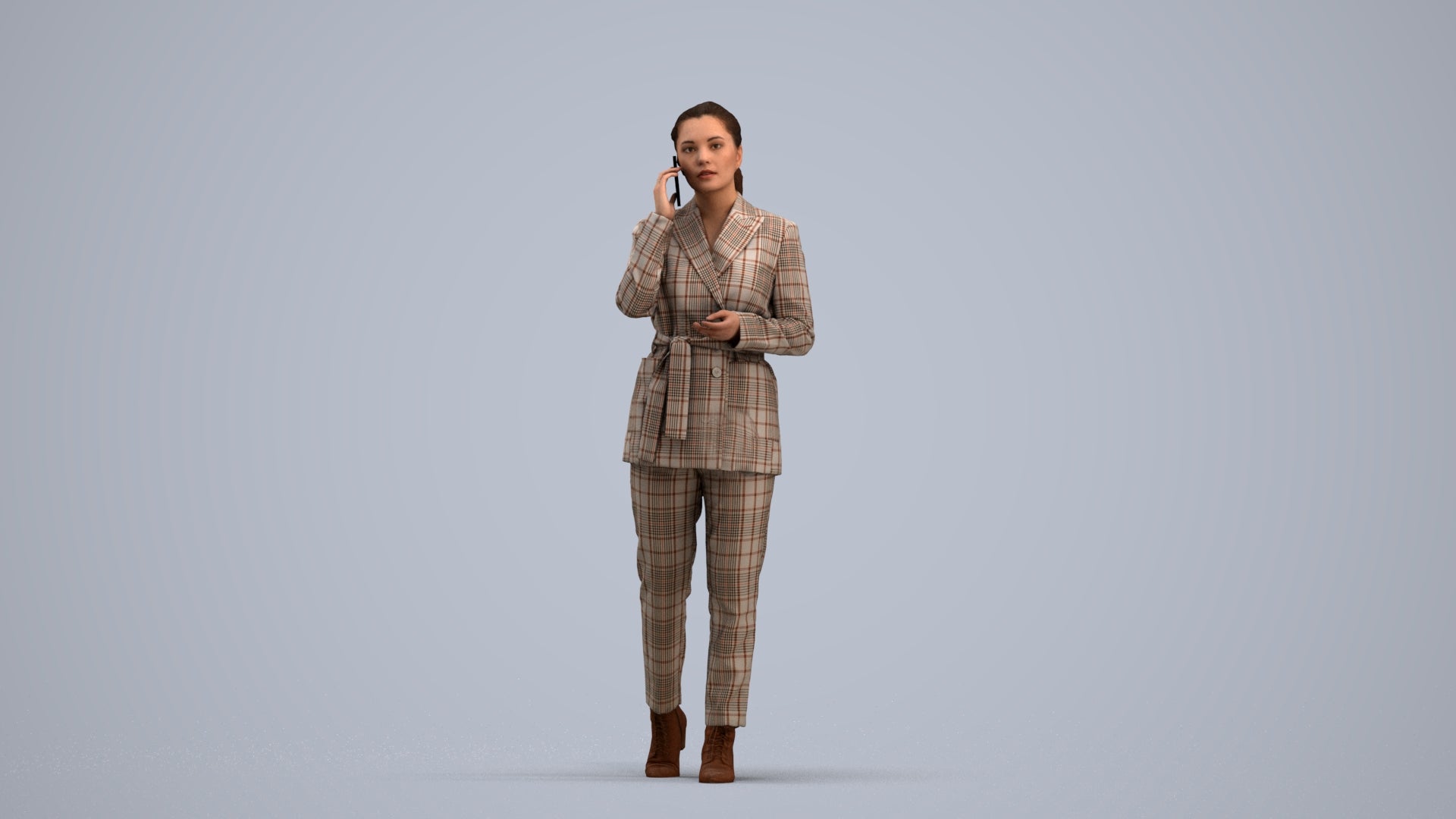 3D scanned woman business, photorealistic archviz people for Enscape and SketchUp, standing pose render