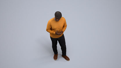 realistic 3D man casual standing, scanned archviz people for Blender and 3ds Max, back view render