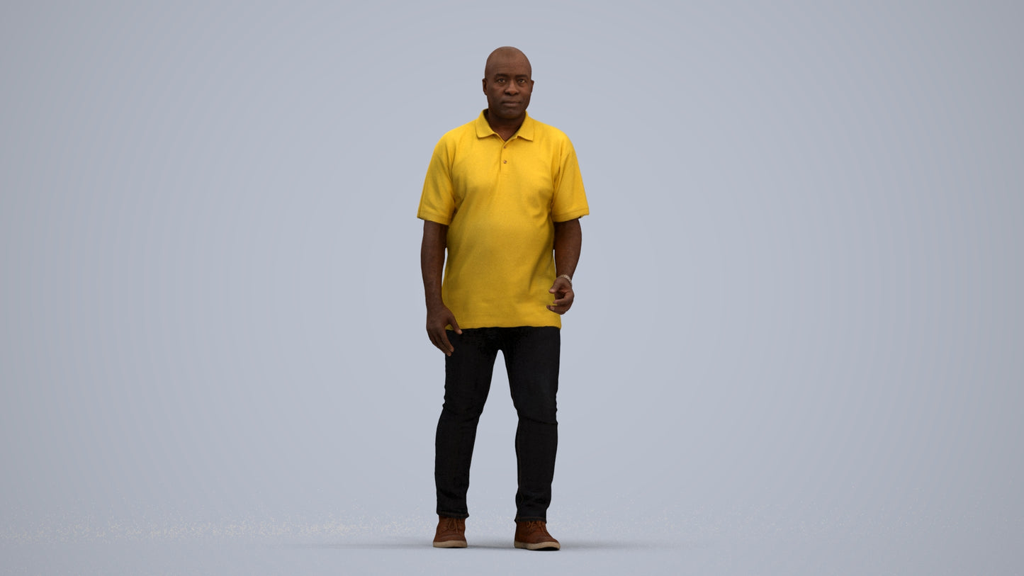 realistic 3D people man casual walking, render-ready for V-Ray and Corona, FBX OBJ, standing pose render