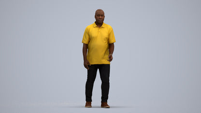 realistic 3D people man casual walking, render-ready for V-Ray and Corona, FBX OBJ, standing pose render