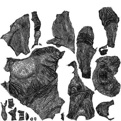 3D scanned woman sitting casual, photorealistic archviz people for Enscape and SketchUp, wireframe top-down view