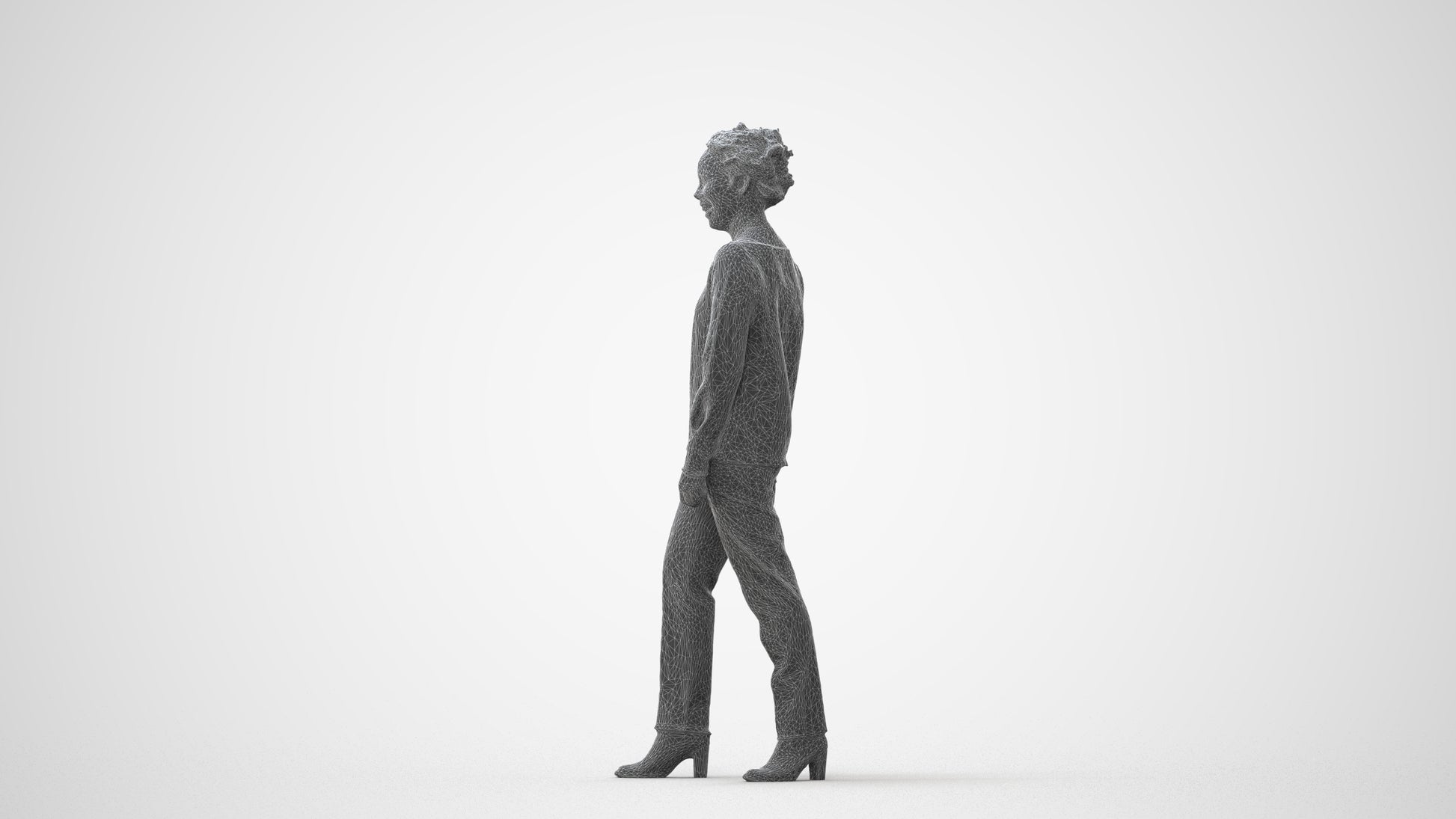realistic 3D human woman casual walking, archviz people FBX OBJ for Blender, square thumbnail