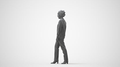 realistic 3D human woman casual walking, archviz people FBX OBJ for Blender, square thumbnail