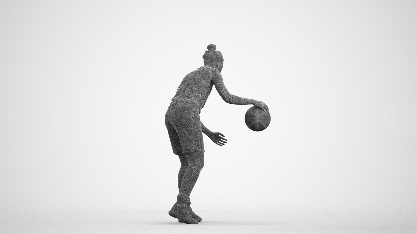 realistic 3D human woman sport, archviz people FBX OBJ for Blender, wireframe front view