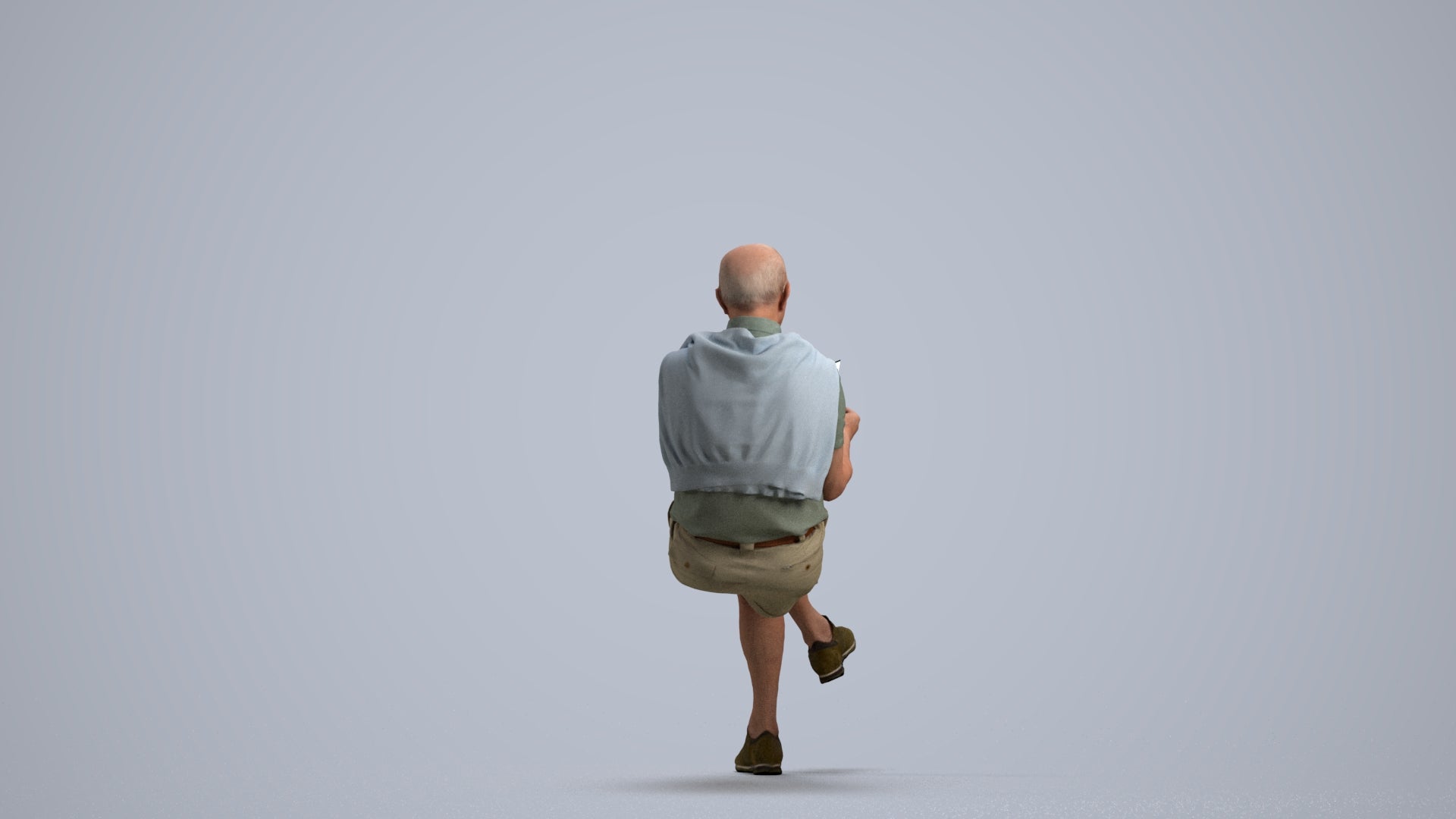 realistic 3D people senior man casual sitting, render-ready for V-Ray and Corona, FBX OBJ, front view render