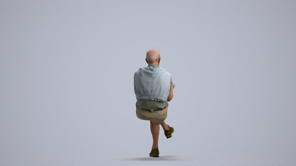 realistic 3D people senior man casual sitting, render-ready for V-Ray and Corona, FBX OBJ, front view render