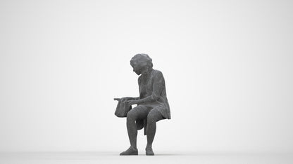 3D people model woman business sitting, scanned human for 3ds Max rendering, wireframe back view