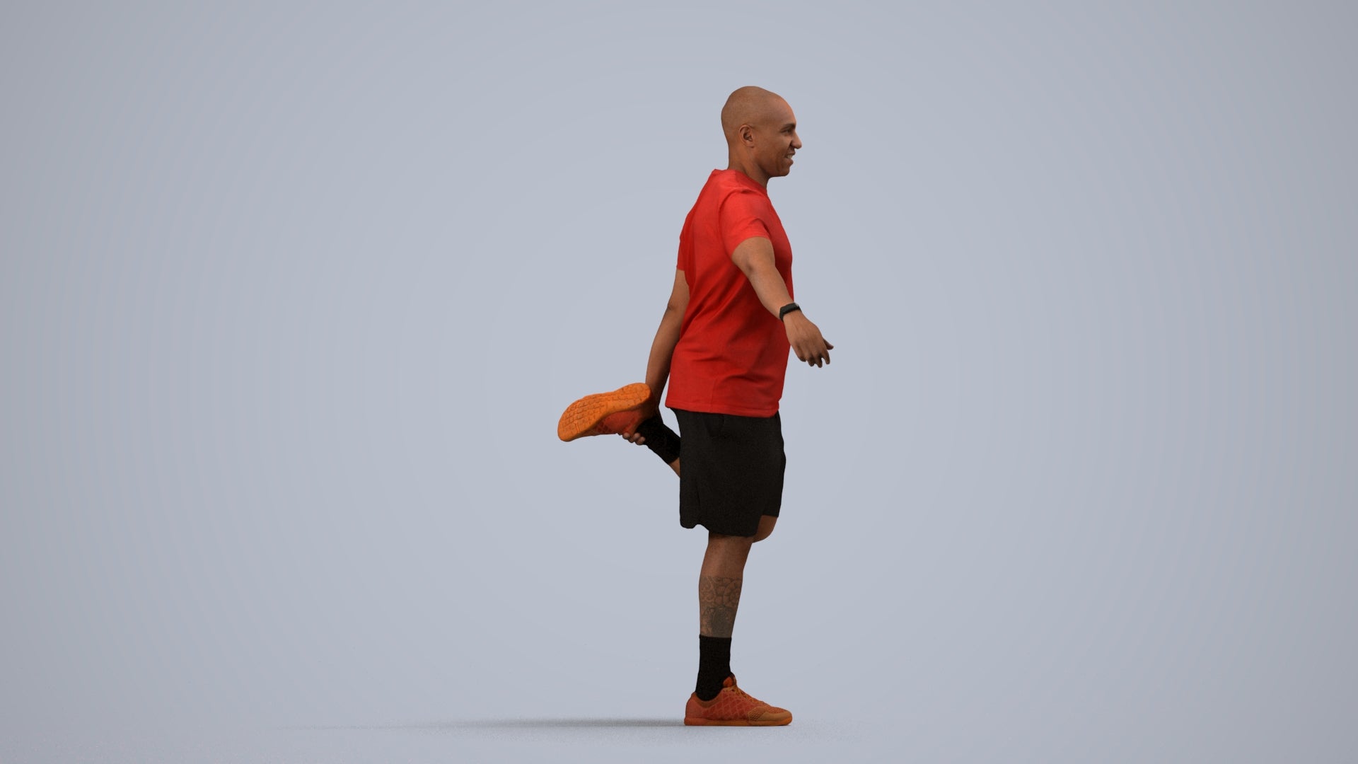 scanned 3D man sport, photogrammetry people for Enscape and V-Ray, side view render
