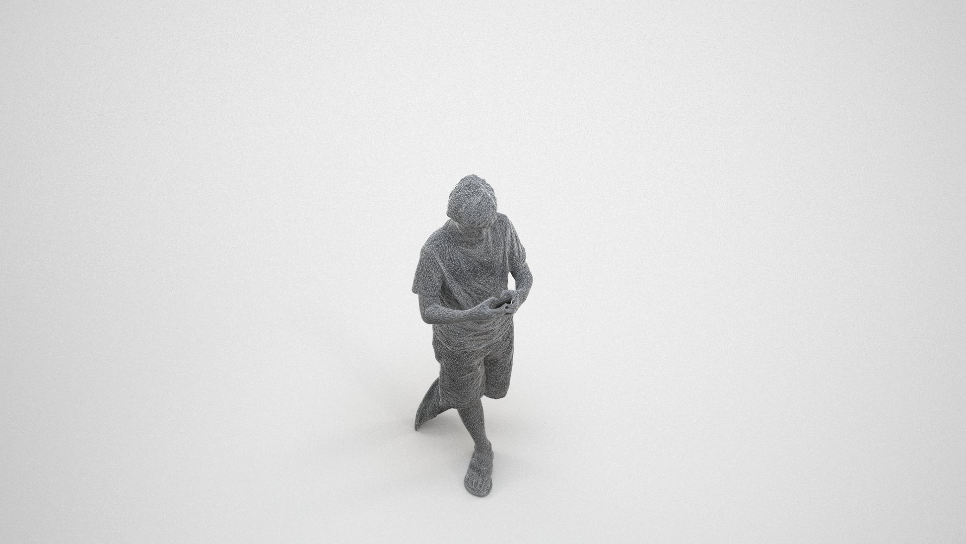 scanned 3D boy casual kids, photogrammetry people for Enscape and V-Ray, wireframe three-quarter view